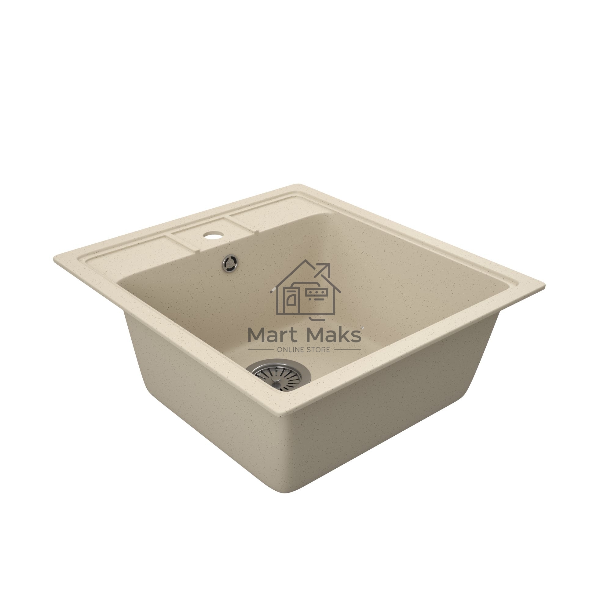 Мойка для кухни BAU Stil Sand 45х50, выпуск с сифоном в комплекте, бежевый песок