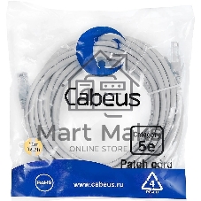 Шнур коммутационный Cabeus, Cat.5e, неэкр., U/UTP, RJ45/RJ45, LSZH, AWG24 15м, серый
