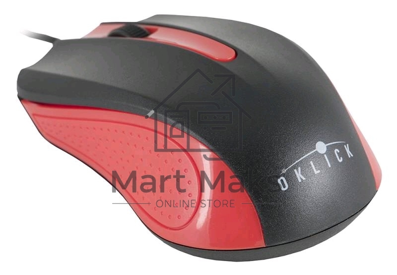 Мышь проводная Oklick 225M черный/красный, 1200 dpi, USB, кнопки - 3