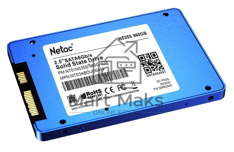 Накопитель SSD Netac N535S, 960Gb, SATA3, 2.5