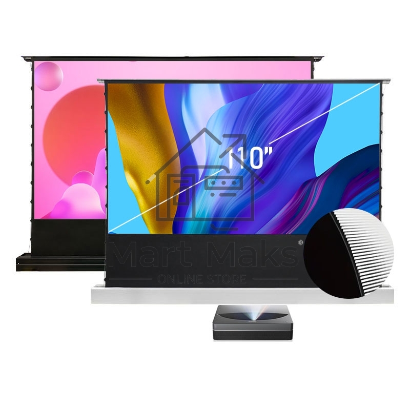 Экран S'OK для UST проектора 244x137 см, 4K, напольный c электроприводом, белый