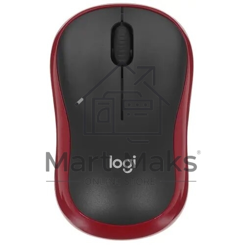 Мышь беспроводная Logitech M185, красный, 1000 dpi, радиоканал, USB, кнопки - 3