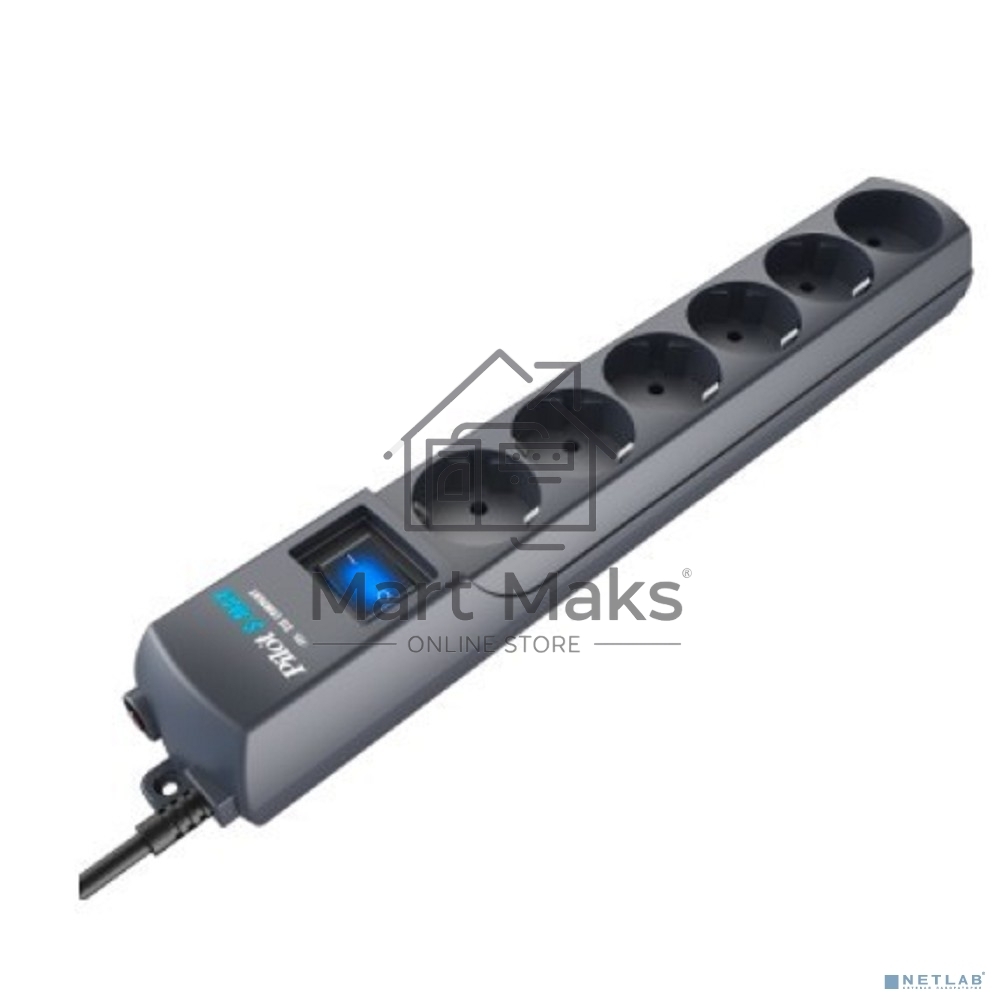 Сетевой фильтр Surge protector Pilot S Max (5 euros + 1GP), 15A/3.5kVA, automatic, 5 m, graphite