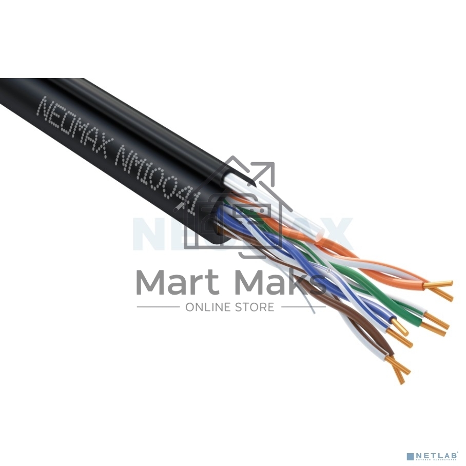 Кабель NEOMAX NM10041 Кабель UTP cat.5e 4 пары (305 м) 0.50мм внешний с тросом