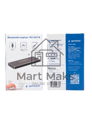 Внешний корпус Gembird EEM2-SATA-1 USB 3.0 для M2 SATA порт MicroB, металл, черный
