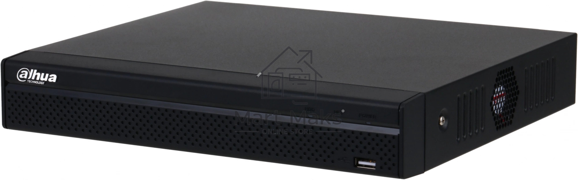 Видеорегистратор IP 16-канальный DAHUA 4K и H.265+. Входящий поток до 160Мбит/с; сжатие: H.265+, H.265, H.264+, H.264; разрешение записи до 12Мп; накопители: 1 SATA III до 20Тбайт; воспроизведение: 8к