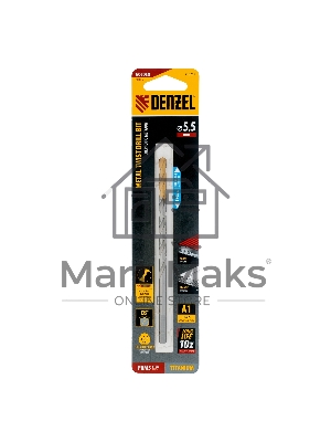 Сверло спиральное по металлу Denzel 5,5 х 139 мм, Р6М5, Golden Tip, удлиненное