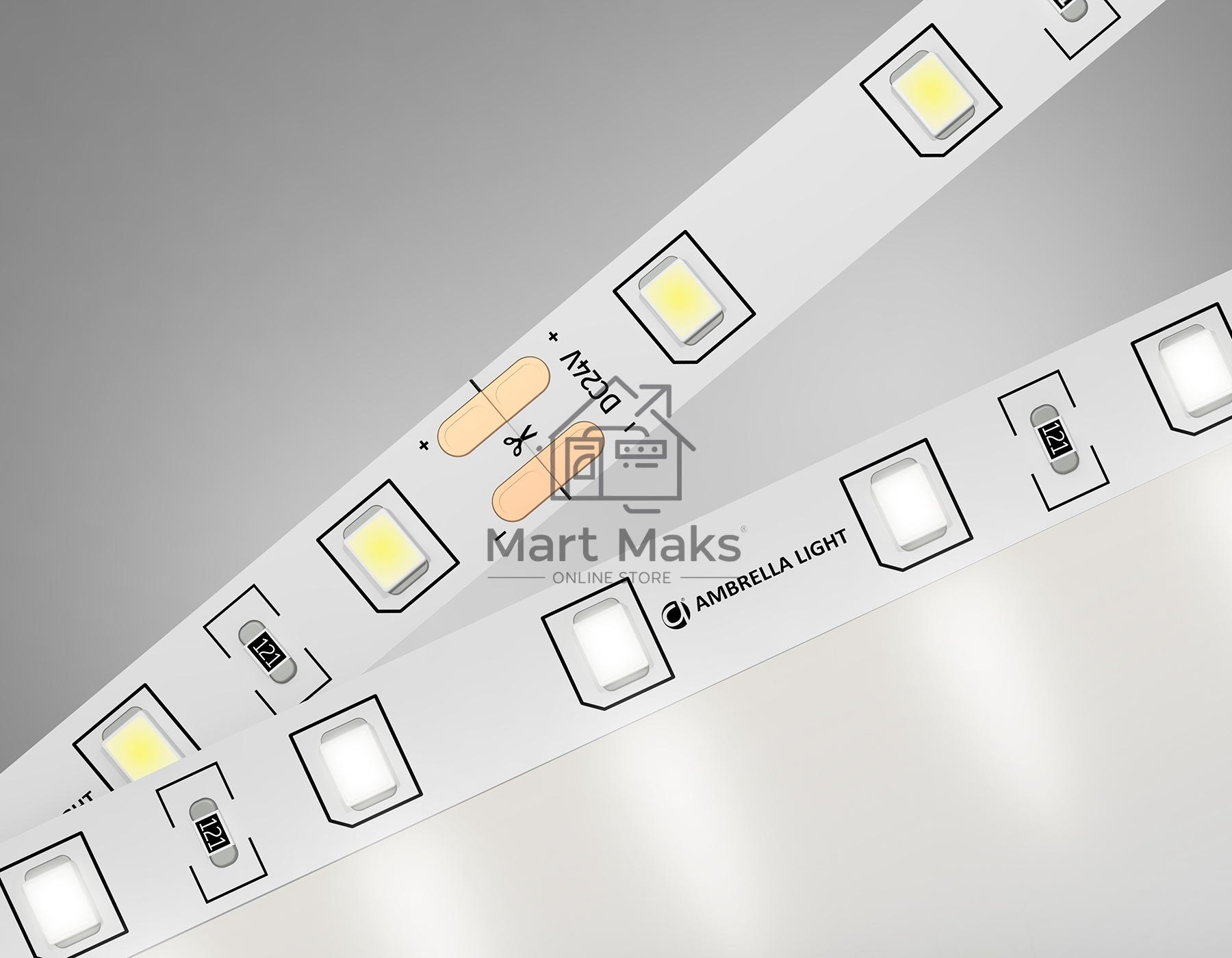 Светодиодная лента Ambrella light GS3002 2835 60Led/ 6W m/ 24V IP20 4500K/ 5000*8*1.2mm (2 конт.)
