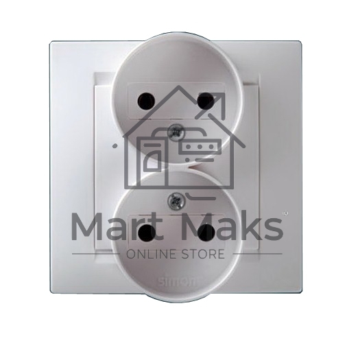Розетка SIMON 15 1590457-0302-я без заземления белая в сборе с рамкой литая моноблок
