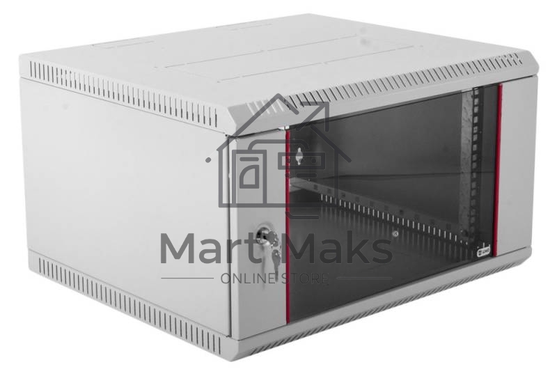 Шкаф телеком. настенный разборный 6U (600х520) дверь стекло (ШРН-Э-6.500) (1 коробка)