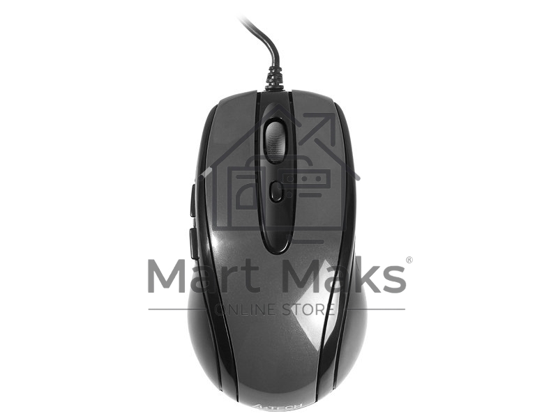 Мышь проводная A4Tech N-708X серый глянец/черный, 1600 dpi, USB, кнопки - 6