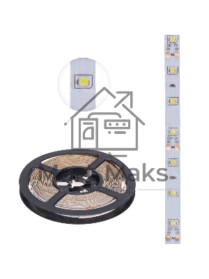 Лента светодиодная 5 м 12 В 2835 6500 К IP23 60 LED/м для БП с клеммами LAMPER