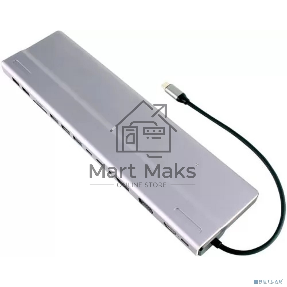 Адаптер VCOM TypeC -->3*USB3.0+2*USB2.0+VGA+RJ45+SD+TF+AUD+HDMI+DP+2*USB3.1 Data+PD