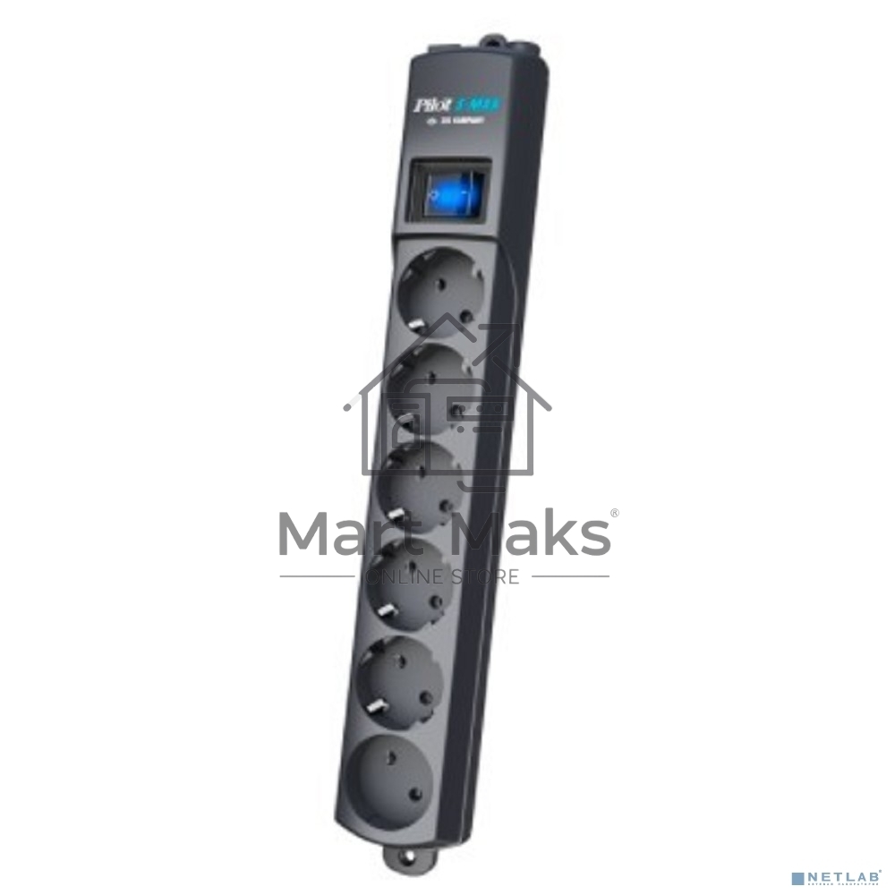 Сетевой фильтр Surge protector Pilot S Max (5 euros + 1GP), 15A/3.5kVA, automatic, 3 m, graphite