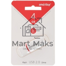 Флешка USB Smartbuy Crown white (SB4GbCRW-W), 4Gb, USB 2.0, R/W 15/5, белый/красный