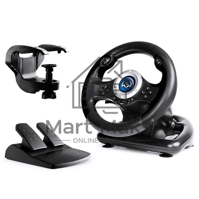 Руль SVEN GC-W500 (педали, вибро, скоба, лепестки, D-pad, 10 кл, резин. вставки, PC/Xinput)