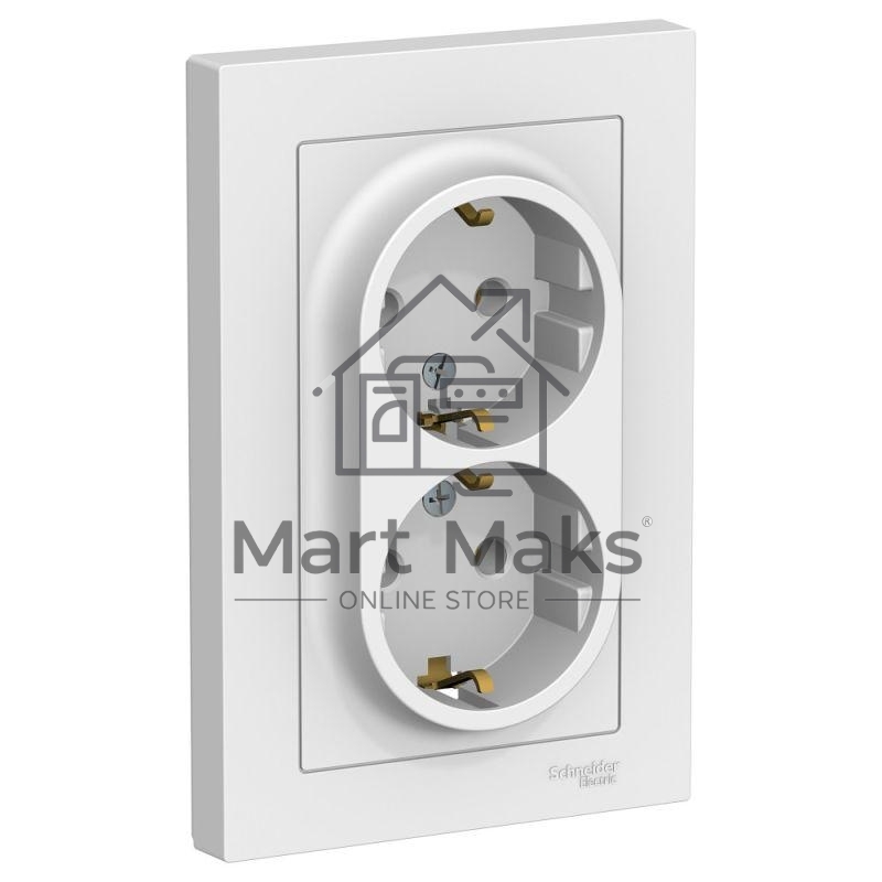 Розетка 2-м ATLAS DESIGN с заземл. 16А в сборе бел. SchE ATN000124