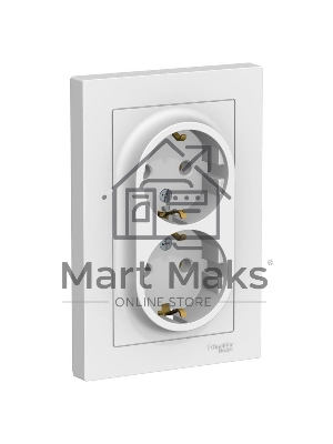 Розетка 2-м AtlasDesign с заземл. 16А в сборе белый SchE ATN000124