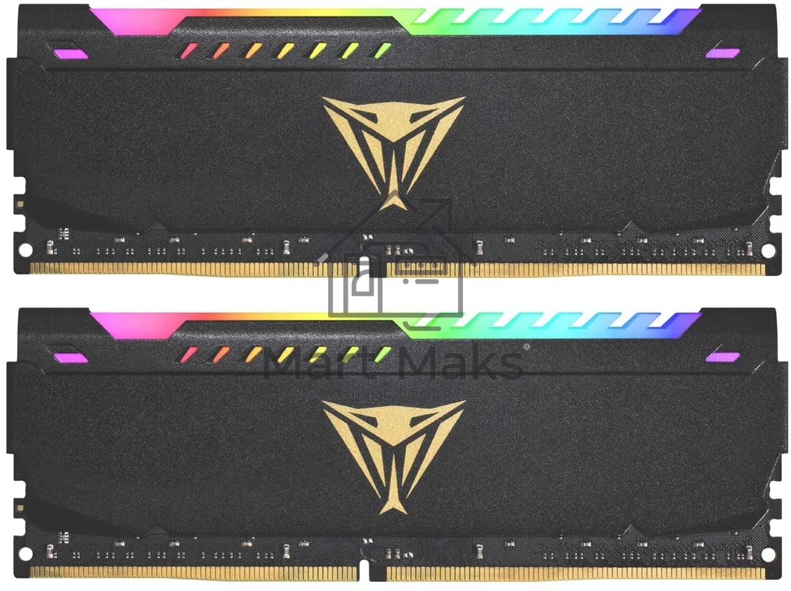 Оперативная память Patriot Viper Steel, DDR4, 16GB (2x8GB), 3200MHz, CL18, DIMM, с радиатором, RGB, черный
