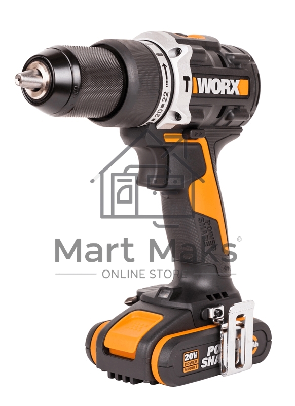 Дрель-шуруповерт Worx WX352, 20 В, 0 Ач, 60 Нм, бесщеточный, ударный