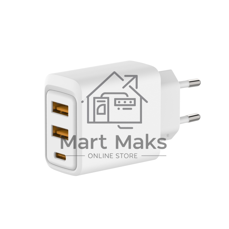 Сетевое зарядное устройство с двумя портами USB-A и одним портом USB-C, 10Вт Rexant