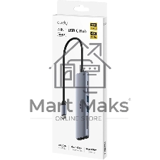 Концентратор USB CUDY UH407, USB Type-C, HDMI, microSD/SD, адаптер/USB Type-C