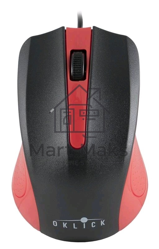 Мышь проводная Oklick 225M черный/красный, 1200 dpi, USB, кнопки - 3
