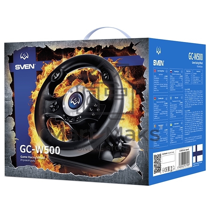 Руль SVEN GC-W500 (педали, вибро, скоба, лепестки, D-pad, 10 кл, резин. вставки, PC/Xinput)