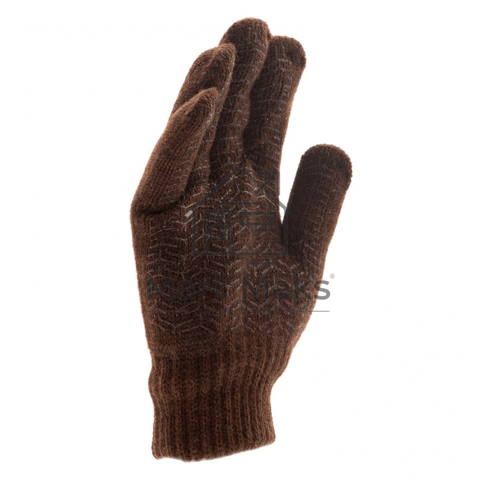 Перчатки трикотажные Сибртех двойные, верблюжья и овечья шерсть, ПВХ покрытие