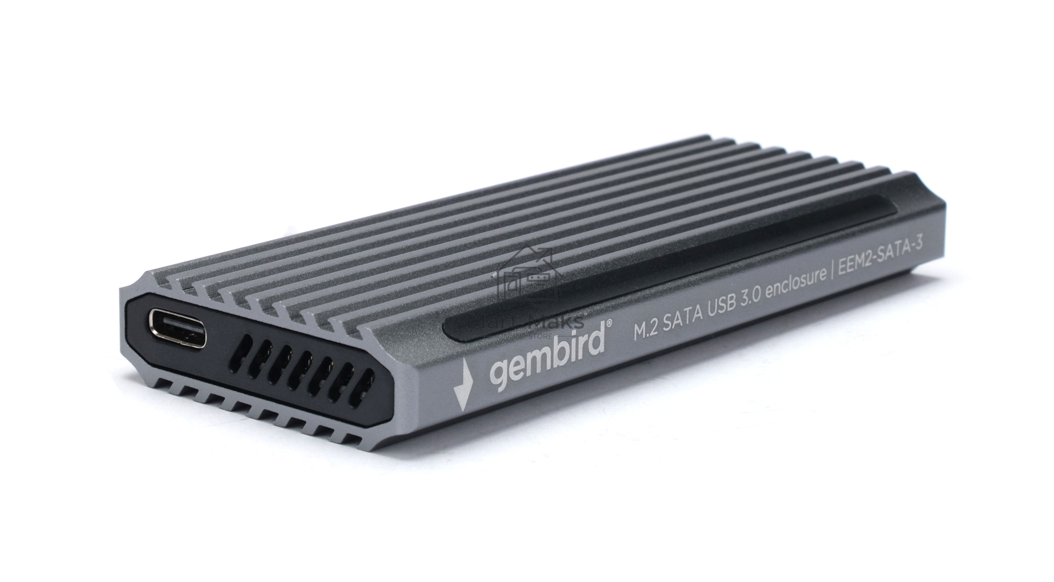 Внешний корпус Gembird EEM2-SATA-3 USB 3.1 для M2 SATA порт Type-С, RGB подсветка, металл, серебристый