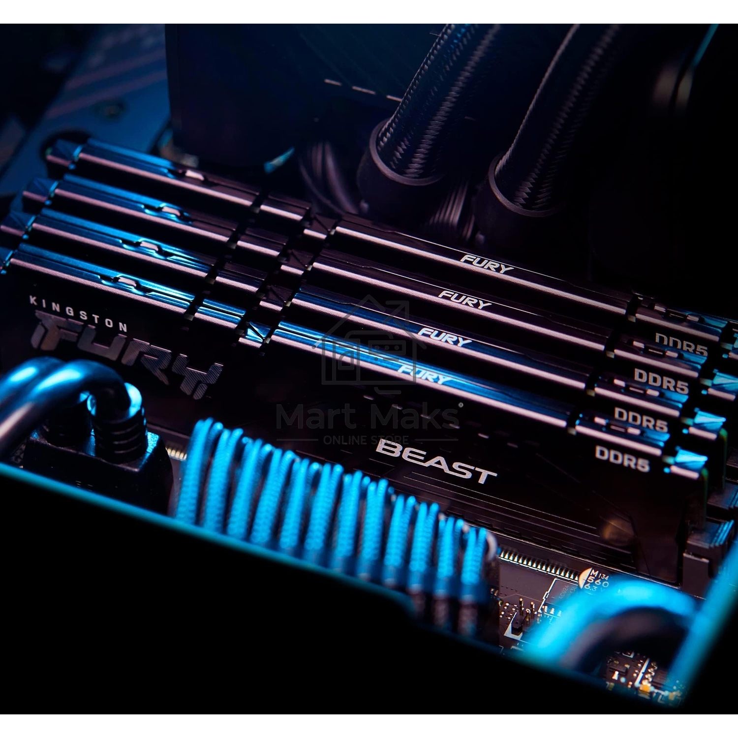 Оперативная память Kingston Fury Beast, DDR5, 32GB (2x16GB), 6800MHz, CL34, DIMM, радиатор, черный