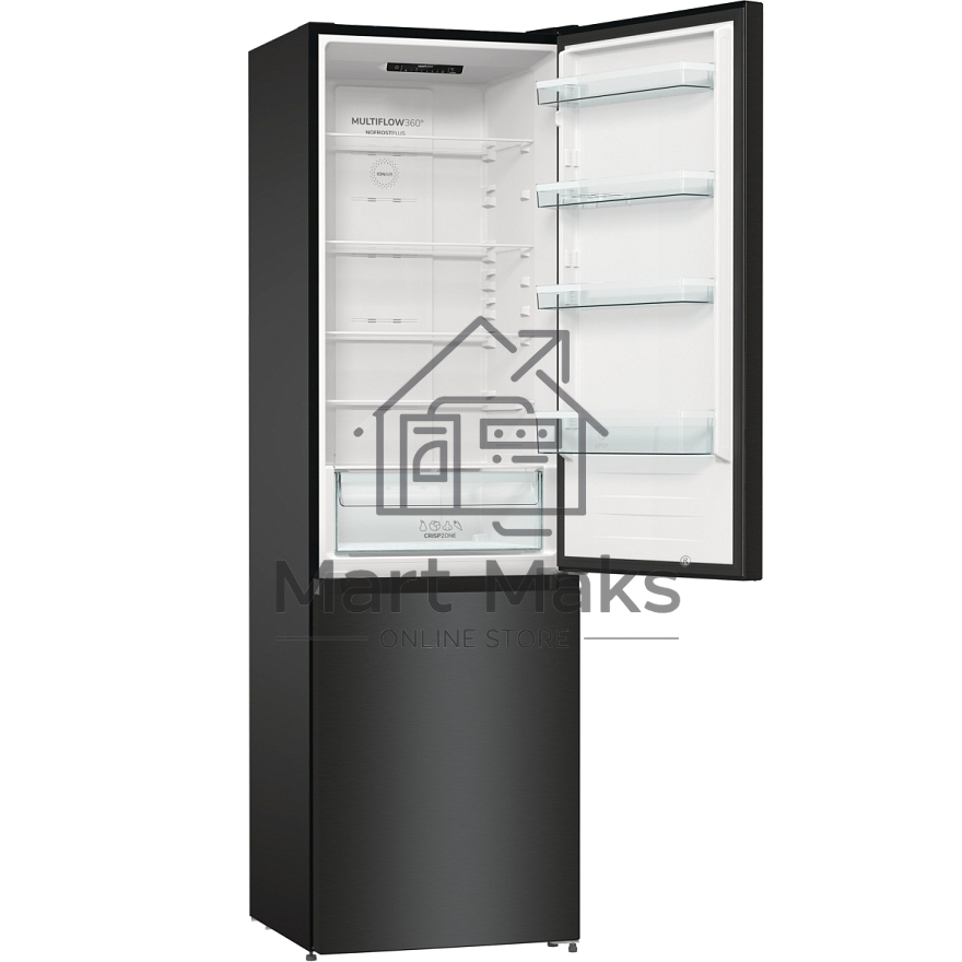 Холодильник Gorenje NRK6202EBXL4 черный матовый двухкамерный 235/96л морозилка снизу, No Frost