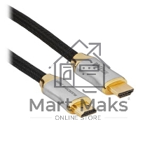 Кабель HDMI Wize WAVC-HDMIRA-2M 2 м., v.2.0b, 19M/19M, 4K/60 Hz 4:4:4, 26 AWG, HDCP 1.4, HDCP 2.2, Ethernet, позол.угловой разъем, экран, черный, пакет