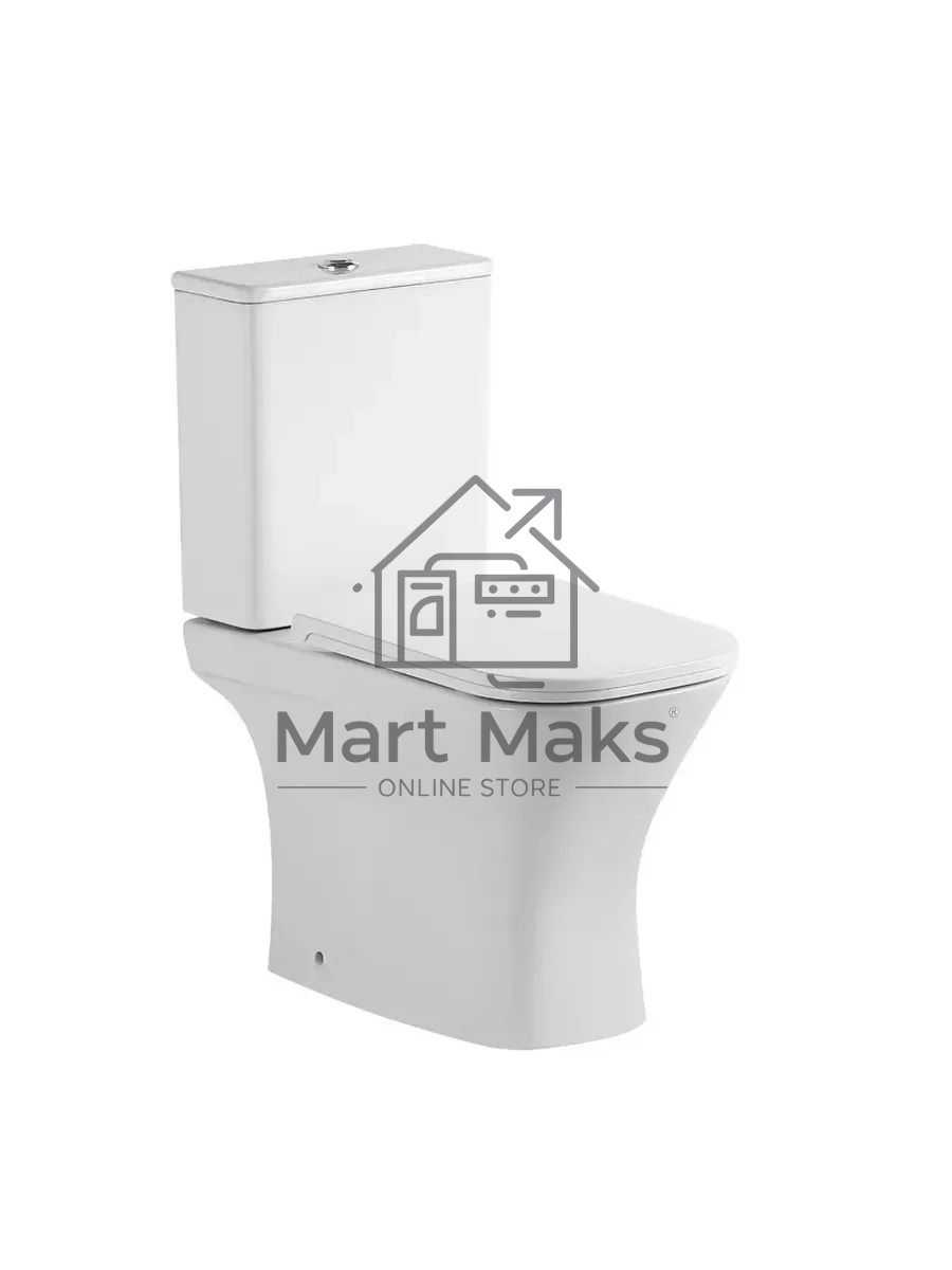 Унитаз компакт торнадо напольный безободковый Bau Spectrum square Hurricane-5, усиленное бысросъемное сиденье дюропласт микролифт