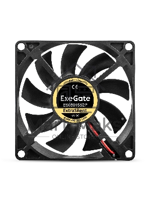 Вентилятор для корпуса ExeGate ExtraSilent ES08015S2P черный, 80 мм, 1600 об/мин, 16.5 дБ, 2 pin