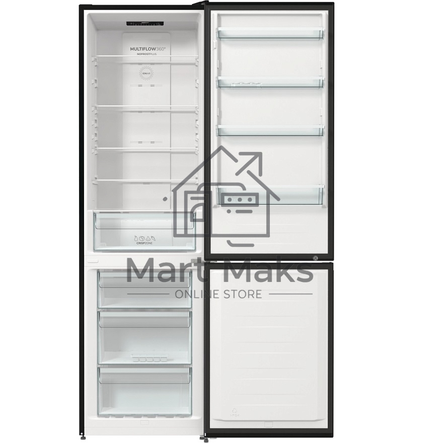 Холодильник Gorenje NRK6202EBXL4 черный матовый двухкамерный 235/96л морозилка снизу, No Frost