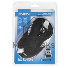 Мышь беспроводная SVEN RX-570SW черный, 1600 dpi, радиоканал, Bluetooth, USB, кнопки - 4