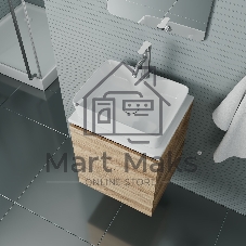 Тумба Bau Dream Blackwood 50 с дверцей, раковина BAU Cerama 48х37 белая, смеситель Hotel Dream, нерж. сталь, выпуск клик клак, белый