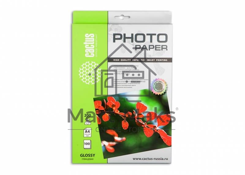 Фотобумага Cactus CS-GA4200100 A4/200г/м2/100л. глянцевая для струйной печати