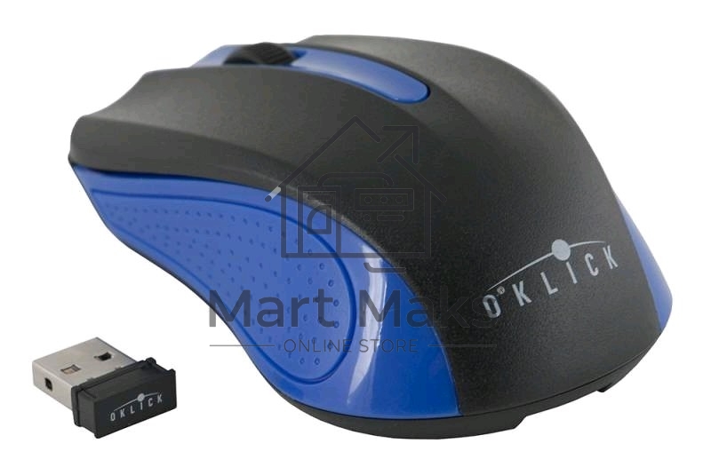 Мышь беспроводная Oklick 485MW черный/синий, 1200 dpi, радиоканал, USB, кнопки - 3