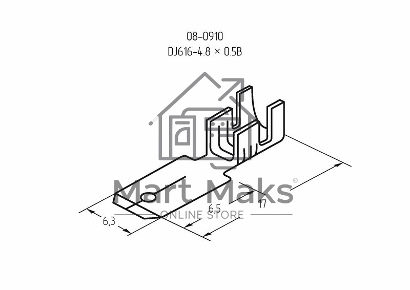 Клемма плоская Rexant штекер 4.8 мм 0,5-1.5 мм² (РП-п 1.5-(4.8))
