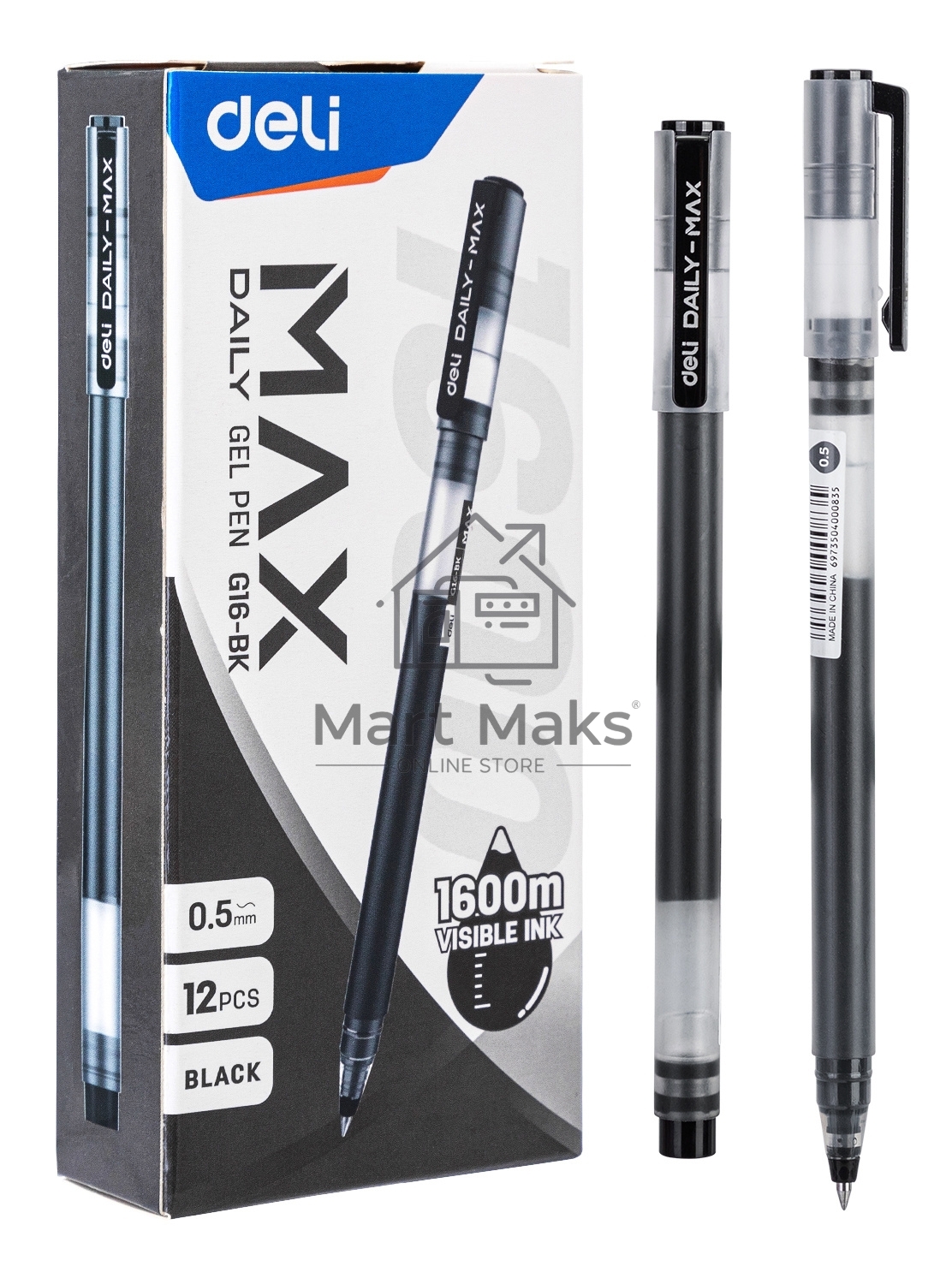 Ручка гелевая Deli EG16-BK Daily MAX 0.5мм черный, черные чернила