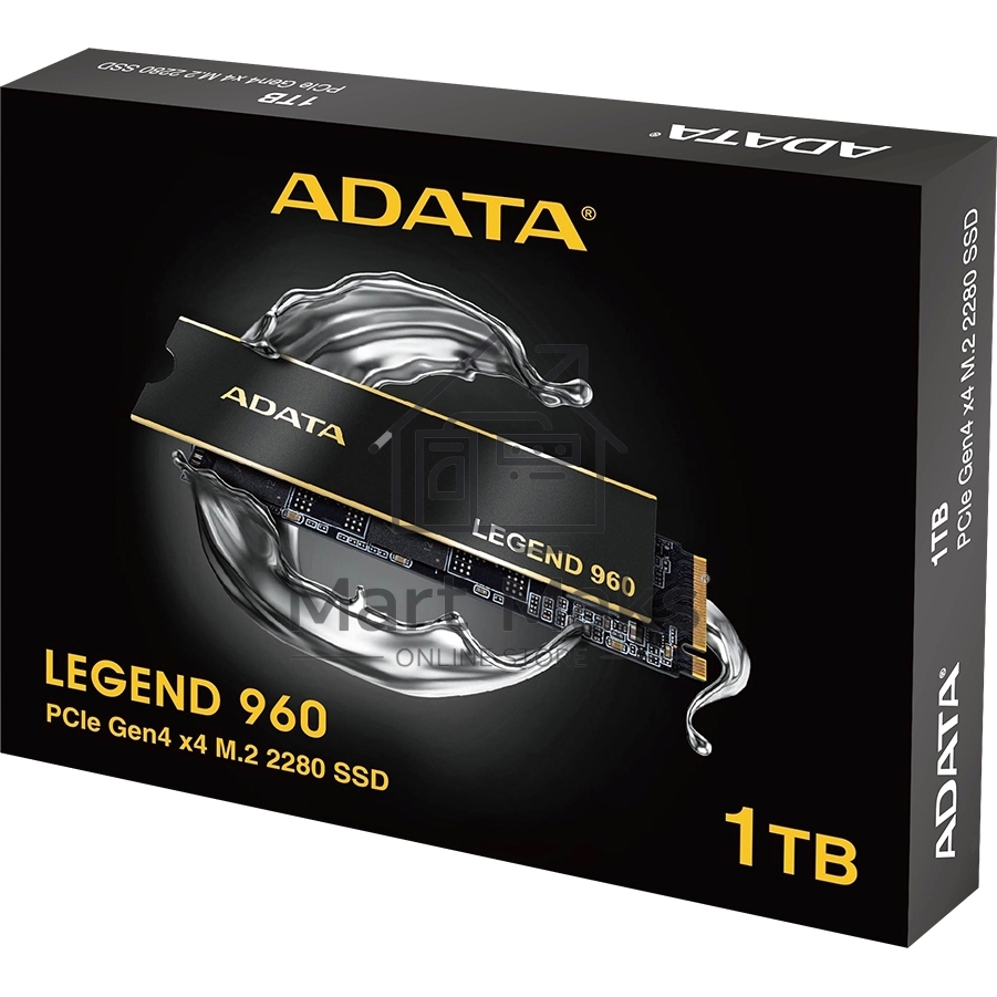 Накопитель SSD ADATA LEGEND 960, 1Tb, PCIe 4.0 x4, M.2 2280, NVMe, R/W 7400/6000, с радиатором