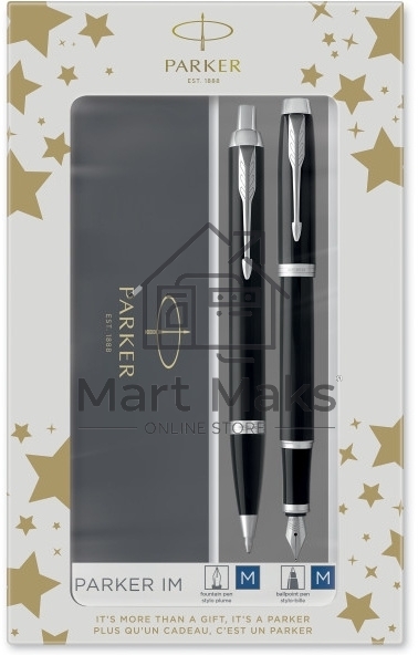 Набор ручек Parker IM Core FK221 (CW2093215) Black CT сталь нержавеющая, подарочная коробка ручка перьевая, ручка шариковая