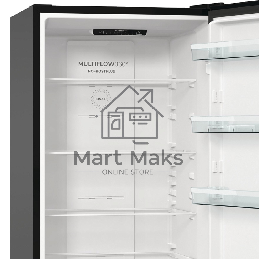 Холодильник Gorenje NRK6202EBXL4 черный матовый двухкамерный 235/96л морозилка снизу, No Frost