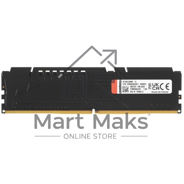 Оперативная память Kingston Fury Beast, DDR5, 16Gb (1x16GB), 5600MHz, CL36, DIMM, с радиатором, черный