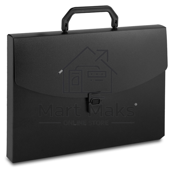 Папка-портфель Бюрократ -BPP01BLCK 1 отделение, A4, пластик, 0.7мм, черный