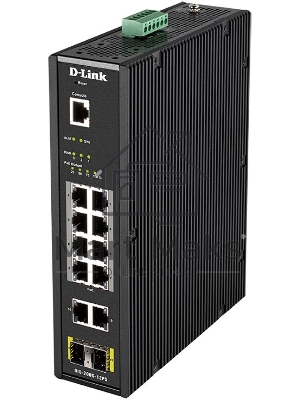 КоммутаторD-Link DIS-200G-12PS/A1A, L2 Managed Industrial Switch with 10 10/100/1000Base-T and 2 1000Base-X SFP ports (8 PoE ports 802.3af/802.3at (30 W), PoE Budget 123 W)8K Mac address, 802.3x Flow Control,