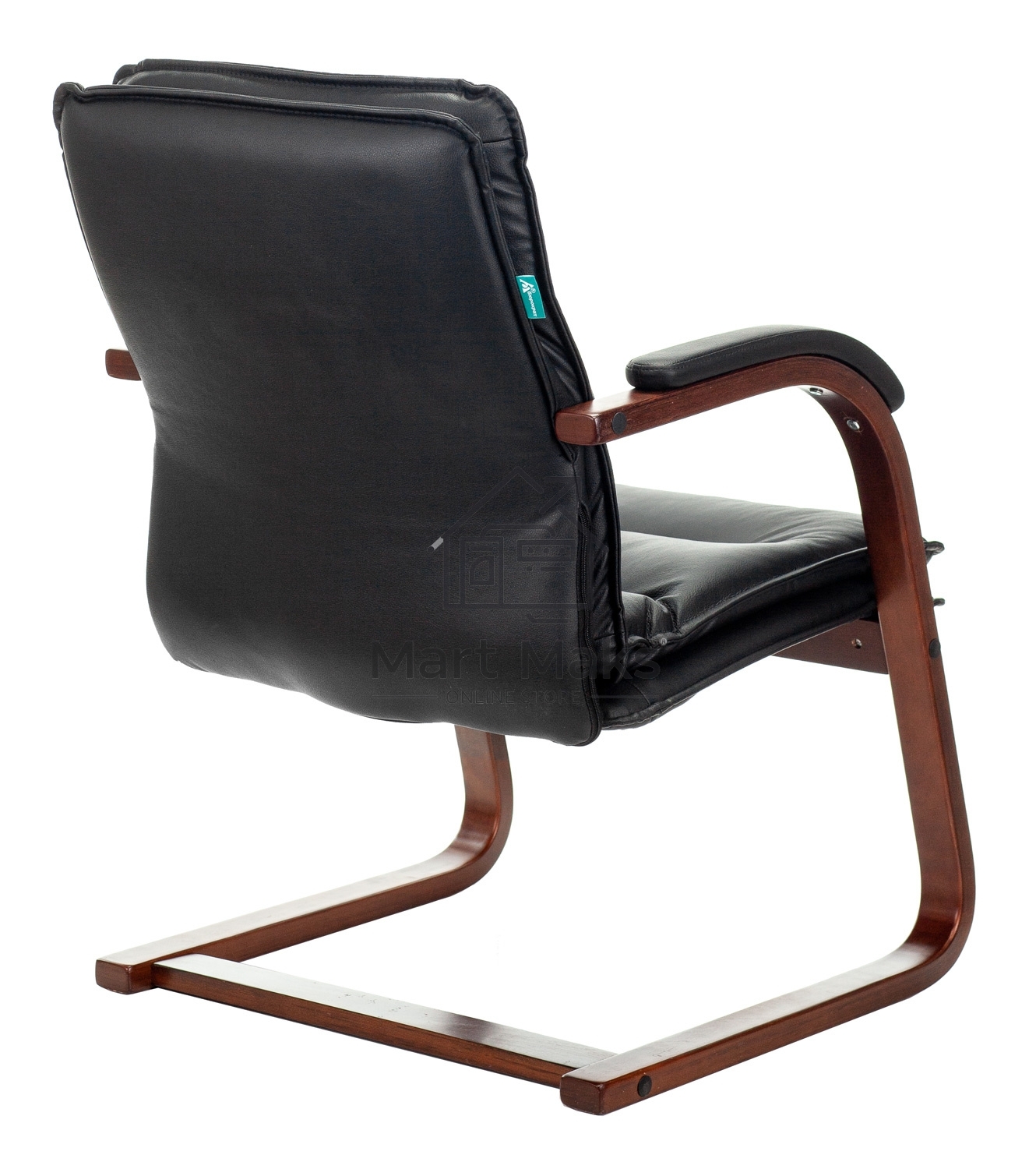 Кресло офисное Бюрократ T-9927WALNUT-AV черный, кожа, полозья дерево