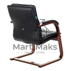Кресло офисное Бюрократ T-9927WALNUT-AV черный, кожа, полозья дерево